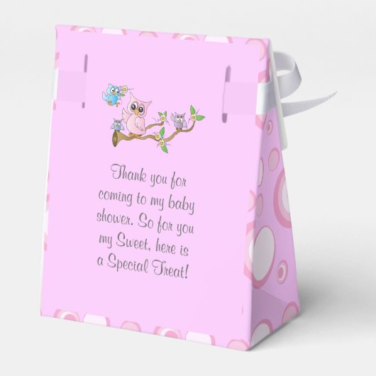 Ballotins Chouette-bébé rose | Thème Douche (Arrière)