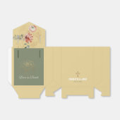 Ballotins Christian Gold Floral Wedding Favor Box (Déplié)