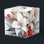 Ballotins Christmas Party White Red Flowers Holidays Elegant<br><div class="desc">Christmas Party White Red Flowers Holidays Elegant Favor Boxes. Unique,  beautiful,  stylish design. Easy to be personalized. Font style,  size and colors can be changed. Matching items available.</div>