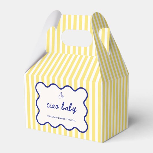 Ballotins Ciao Baby Main dessinée Baby shower bleu et jaune (Verso)