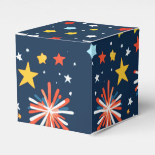 Ballotins Ciel nocturne avec feux d'artifice colorés et étoi