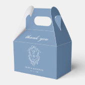 Ballotins Cimier bleu Dusty Floral Monogramme Mariage Modern (Arrière)