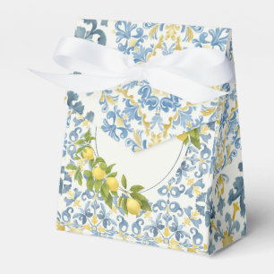 Ballotins Citron en carrelage bleu italien