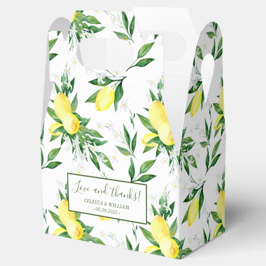 Ballotins Citron vert Fleur de mariage boîte de préférence (Ouvert)