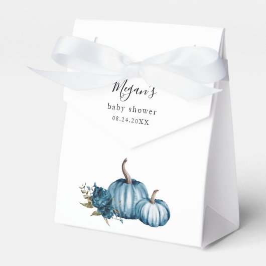 Ballotins Citrouille Baby shower Floral Bleu (Verso)