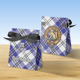 Ballotins Clan MacPherson Crest sur la robe bleue Tartan