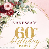 Ballotins Classic Boho Maroon Roses 60th Birthday Favor Box