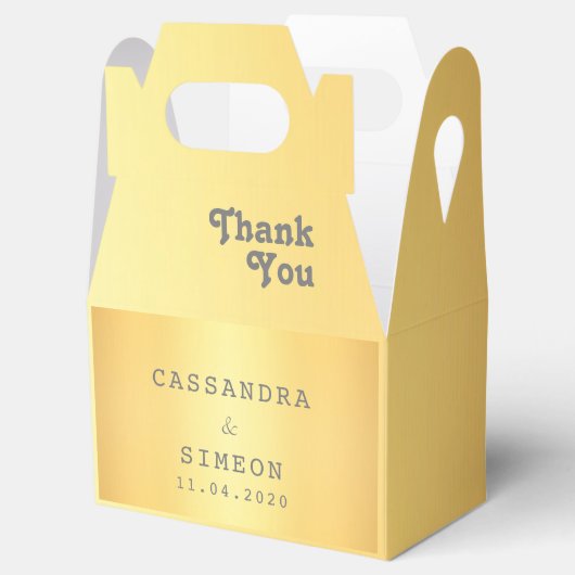 Ballotins Classic Elegant Gold Merci boîte de mariage Favor (Ouvert)