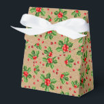 Ballotins Classic Holiday Green Holly Red Berries<br><div class="desc">Contemporain classique Noël saison Fêtes de Noël Holly baies et motif feuille sur un arrière - plan rustique de style papier kraft faux brun. Disponible sur des produits tels que l'emballage et le papier de mouchoir,  étiquettes d'adresse de retour,  étiquettes cadeaux,  sacs et ballotins,  autocollants et rubans.</div>