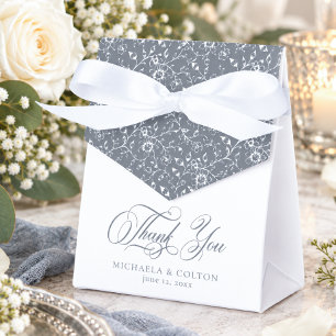 Ballotins Classique Vintage Photo de mariage gris noir Merci