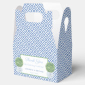 Ballotins Clé grecque bleue Boxwood Topiary Mariage Merci (Ouvert)