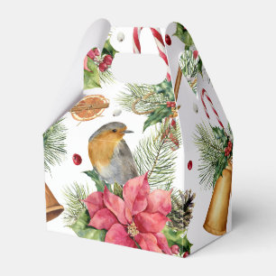 Ballotins Cloches de Noël, poinsettia, robin, sucres de cann