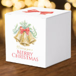 Ballotins Cloches d'or aquarelle vert rouge noël<br><div class="desc">Ajoutez une touche d'élégance à vos tables de vacances de Noël avec ces trois ballotins d'évènement de cloches dorées, des cloches joliment dorées et un feuillage verdoyant avec un arc rouge vif, dit actuellement Souhaitez-vous un joyeux Noël ou vous pouvez customiser avec votre propre salut de fête. D'autres couleurs et...</div>