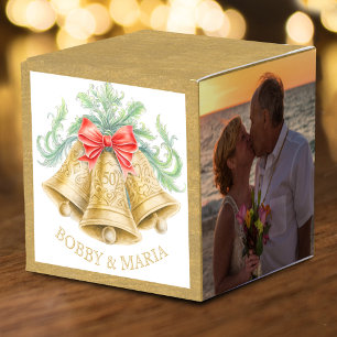 Ballotins Cloches d'or arc rouge 50e anniversaire mariage