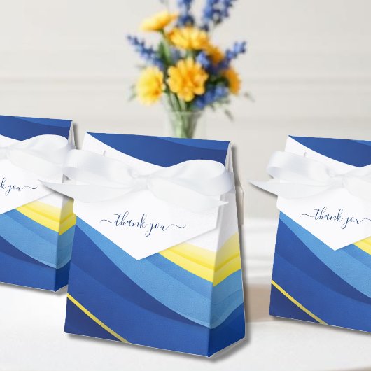 Ballotins Cobalt Blue and Yellow Wedding Favor Boxes