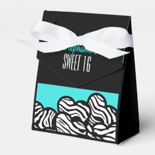 Ballotins Coeur de zèbre turquoise Douce 16 Favoris d'annive
