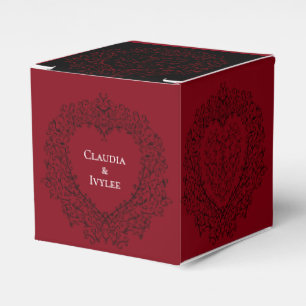 Ballotins Coeur gothique rouge et noir Mariage élégant