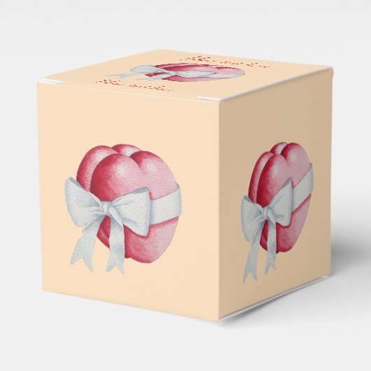 Ballotins coeur rouge attaché avec ruban blanc pour mariage (Verso)