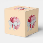 Ballotins coeur rouge attaché avec ruban blanc pour mariage (Arrière)