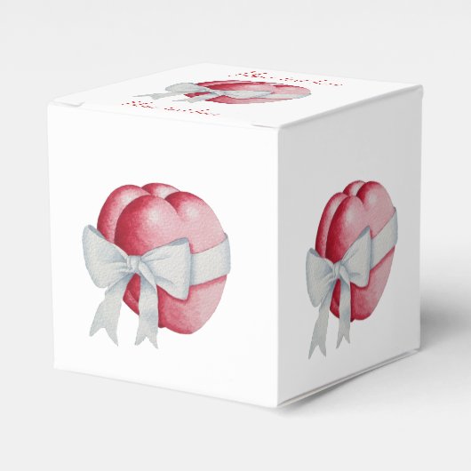 Ballotins coeur rouge attaché avec ruban blanc pour mariage (Verso)