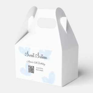 Ballotins Coeurs d'aquarelle bleu QR Sweet sixteen anniversa