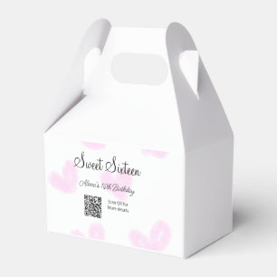 Ballotins Coeurs d'aquarelle rose QR Sweet sixteen anniversa