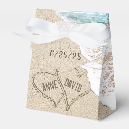 Ballotins Coeurs De Mariage De Plage Sur Le Sable (Verso)