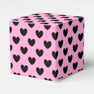 Ballotins Coeurs de polka noir sur coton bonbon rose