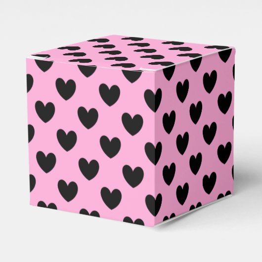 Ballotins Coeurs de polka noir sur coton bonbon rose (Verso)