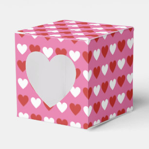 Ballotins Coeurs rouge et blanc mignon sur Ballotin rose