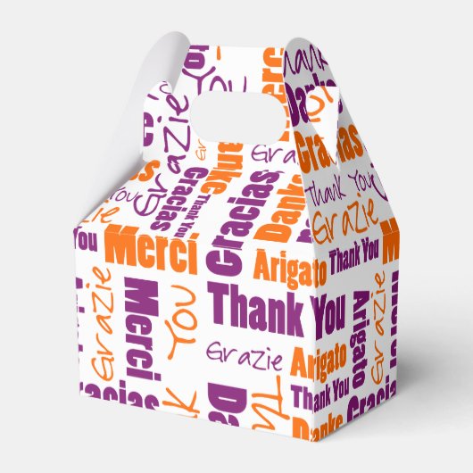 Ballotins Collage de mots multilingues Merci Violet Orange (Arrière)