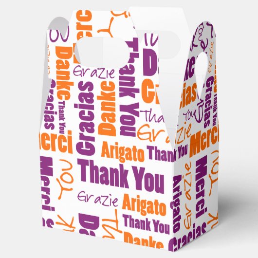 Ballotins Collage de mots multilingues Merci Violet Orange (Ouvert)