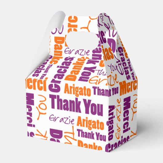 Ballotins Collage de mots multilingues Merci Violet Orange (Verso)