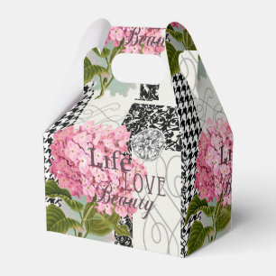 Ballotins Collage d'hortensia rose chic Art damassé vintage