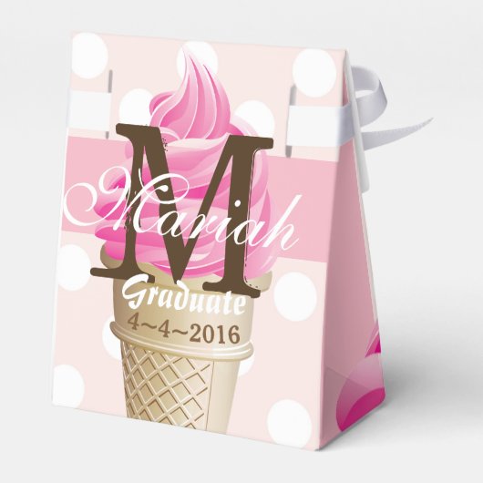 Ballotins Cône crème glacée rose Fête Boîte de préférence (Arrière)