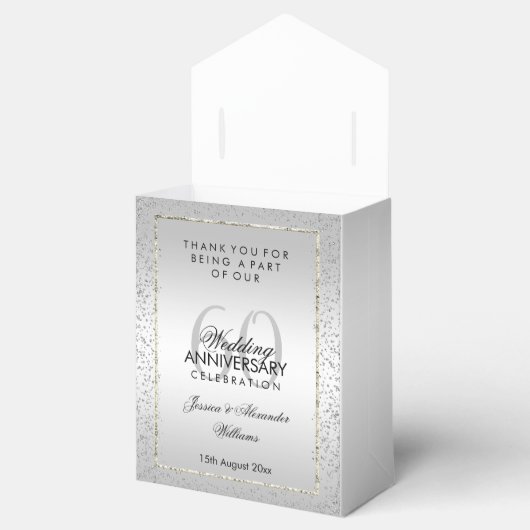 Ballotins Confetti en argent élégant 60e Merci Mariage (Ouvert)