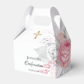 Ballotins Confirmation rose floral argent moderne fille (Arrière)