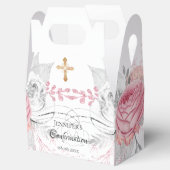 Ballotins Confirmation rose floral argent moderne fille (Ouvert)