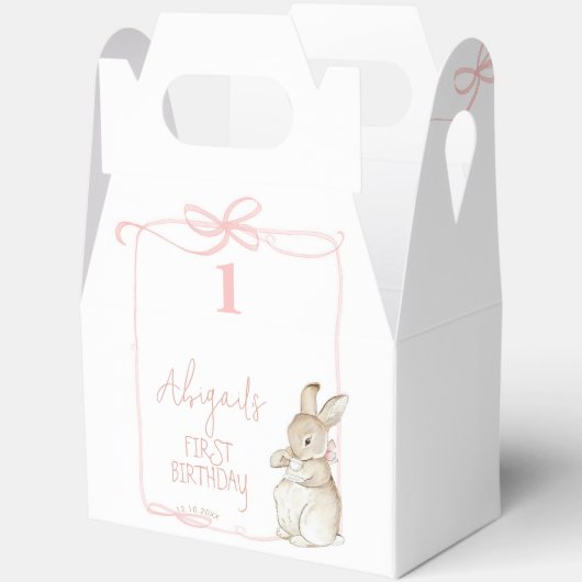 Ballotins Coquette Bow rose Pierre le lapin 1er anniversaire (Ouvrir)