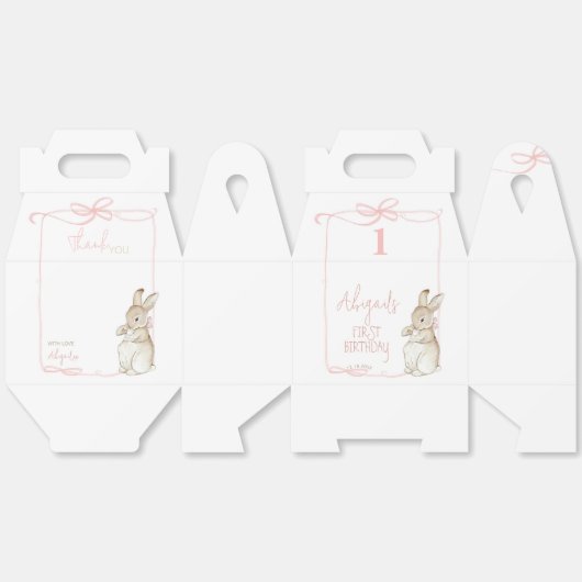 Ballotins Coquette Bow rose Pierre le lapin 1er anniversaire (Déplié)