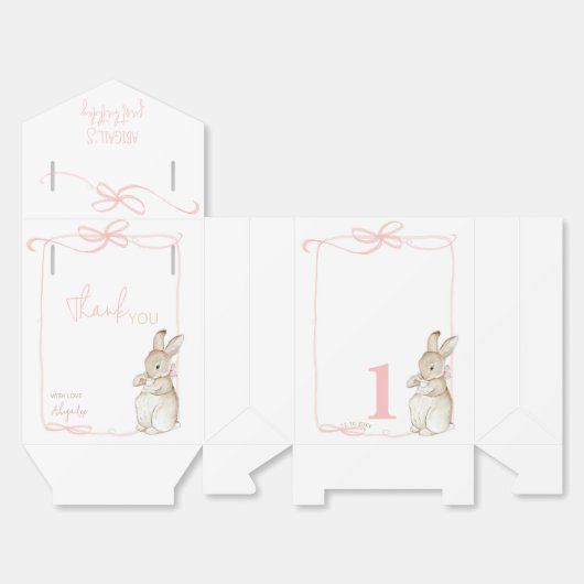 Ballotins Coquette rose Bow Pierre le lapin 1er anniversaire (Déplié)