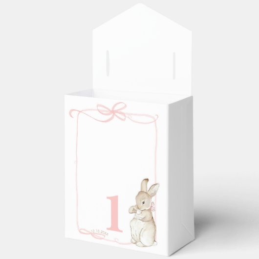 Ballotins Coquette rose Bow Pierre le lapin 1er anniversaire (Ouvrir)