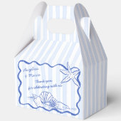 Ballotins Coquillages bleu ondulé bordé plage mariage faveur (Recto)