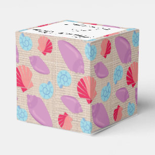 Ballotins Coquillages colorés burlap boîte de faveur mariage