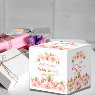 Ballotins Coral pêche dahlia fleurs baby shower merci