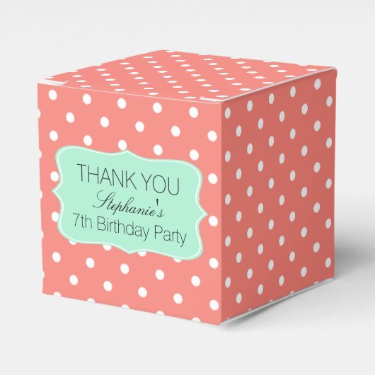 Ballotins Coral Rose et Mint Green Polka Dot Anniversaire (Verso)