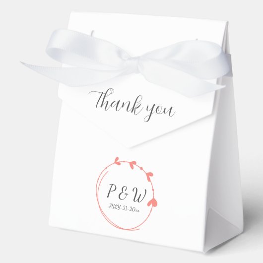 Ballotins Coral Simple Heart Wreath Monogram Mariage (Recto)