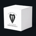 Ballotins Costume Mariage noir et Cravate Groomsman Proposit<br><div class="desc">Rendre votre Mariage inoubliable - Ajoutez une touche personnelle avec une proposition de toiletteur des boîtes-cadeaux avec une illustration de costume noir et de cravate avec message de proposition de groomsmen dans une police serif classique.</div>