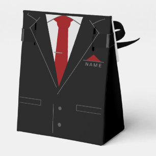 Ballotins Costume noir élégant & Cravate rouge - Ajoutez vot