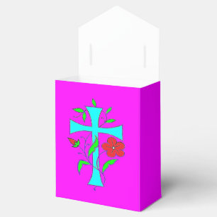Ballotins Couleur rose rougissant avec des fleurs rouges cro